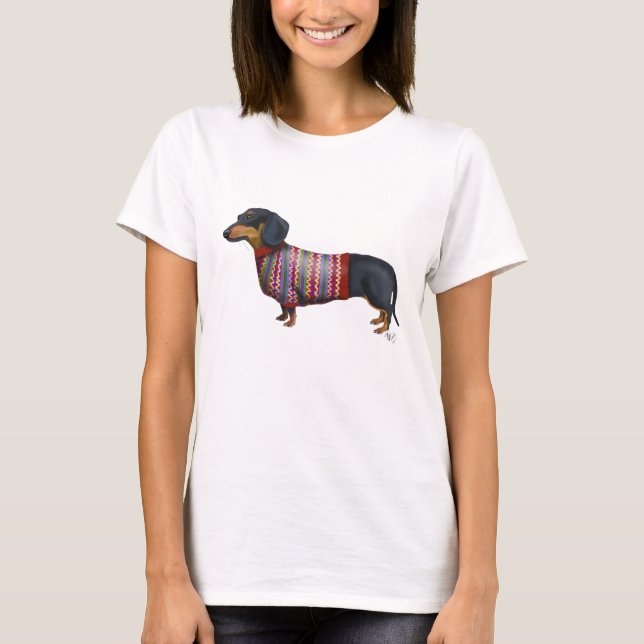 Dachshund med ylle t-shirt (Framsida)