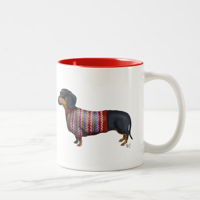 Dachshund med ylle Två-Tonad mugg (Höger)