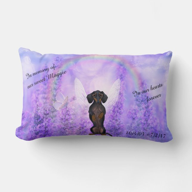 Dachshund Memorial Rainbow Bridge Pillow Lumbarkudde (Framsida)