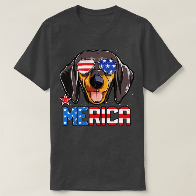 Dachshund Merica 4:e juli T Kids Boys Hund Pupp T Shirt (Design framsida)