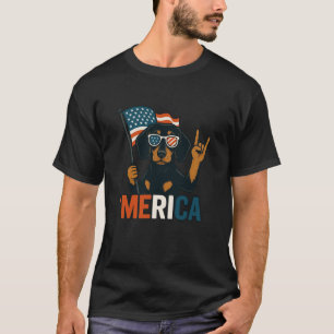Dachshund Merica American Flagga 4:e juli Hund Lov T Shirt