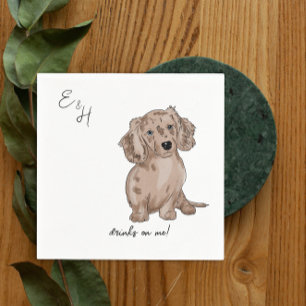 Dachshund merl vattencolor Bröllop Cocksvans Napki Pappersservett