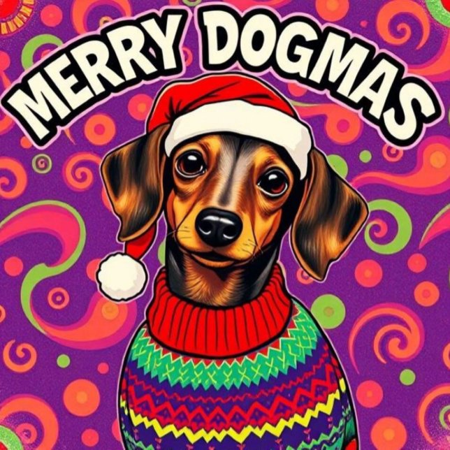 Dachshund Merry Dogmas T Shirt (Skapare uppladdad)