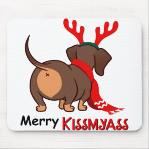 Dachshund merry kissmyass julafton älskare dachsh musmatta