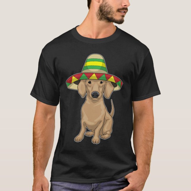 Dachshund Mexican hat T Shirt (Framsida)