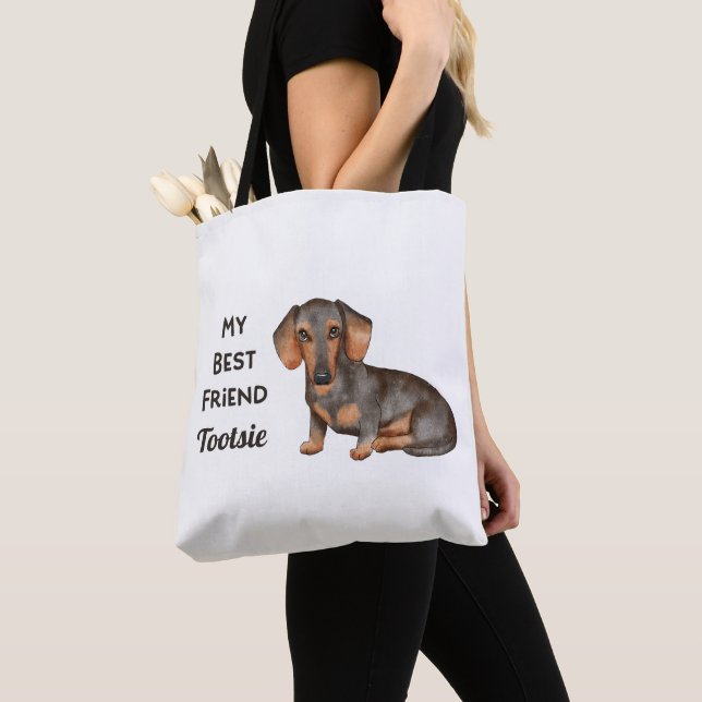 Dachshund Min bästa vän Anpassat namn, verktygslåd Tygkasse (Närbild)