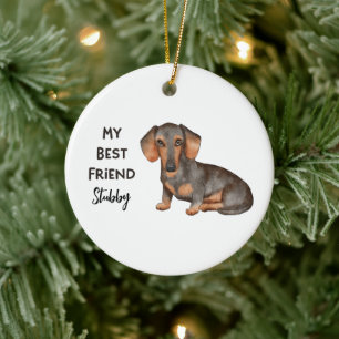 Dachshund Min bästa vän Anpassningsbar Pet Namn Julgransprydnad Keramik