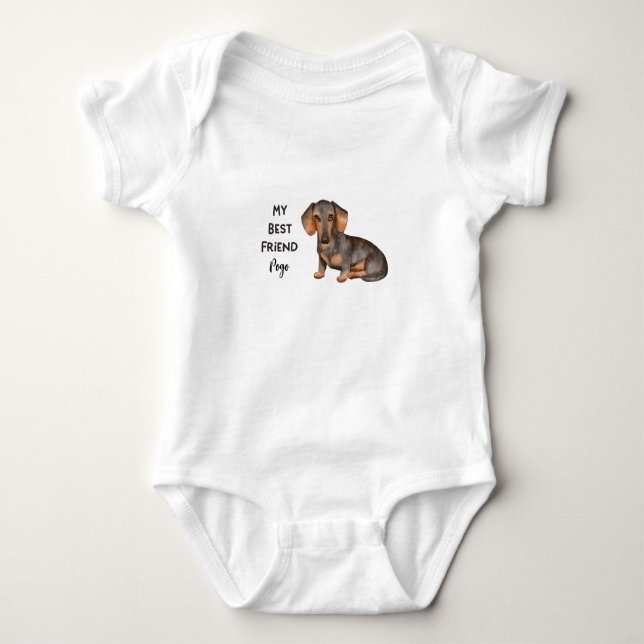 Dachshund Min bästa vän Anpassningsbar Pet Namn T Shirt (Framsida)