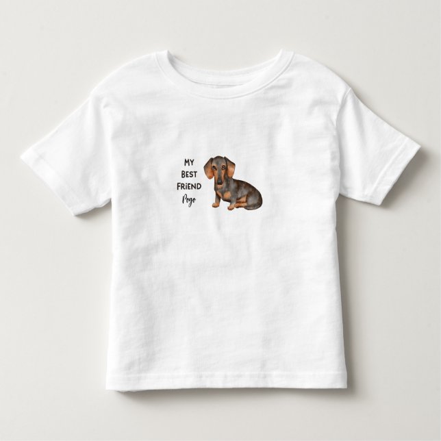 Dachshund Min bästa vän Anpassningsbar Pet Namn T Shirt (Framsida)