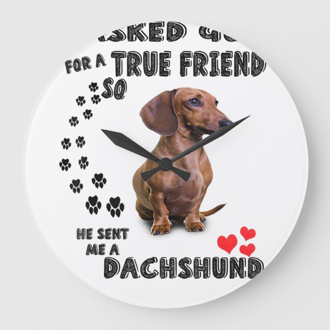 Dachshund Miniature Gift, Sause Hund, Weenie Wog Stor Klocka (Framsida)