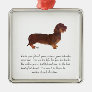 Dachshund- minnesgåva - hane julgransprydnad metall