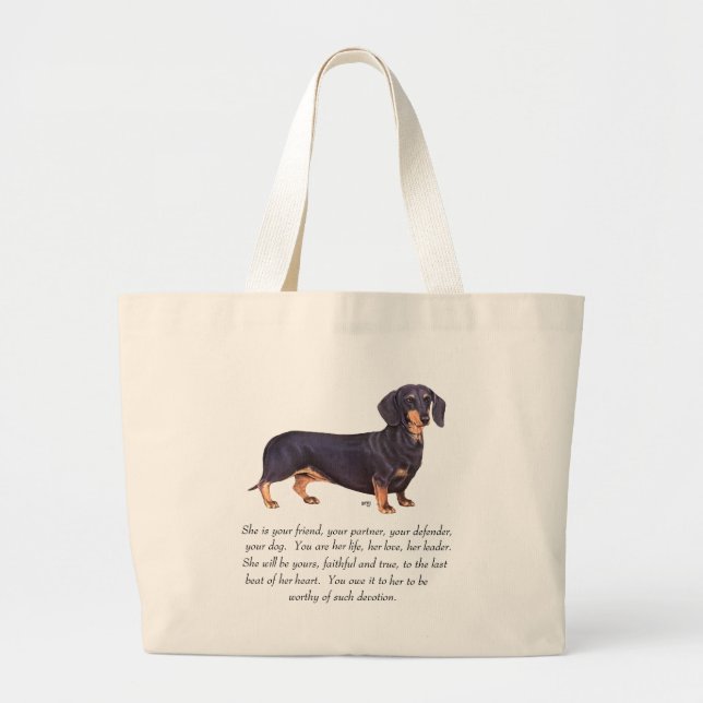 Dachshund- minnesgåva - Hona Jumbo Tygkasse (Framsidan)