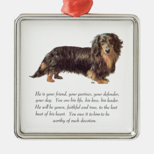 Dachshund- minnessak - hane julgransprydnad metall