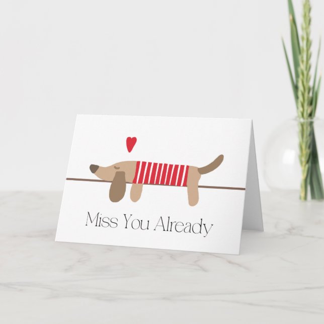 Dachshund Miss You Card: Lämna arbete, Pension Kort (Framsida)