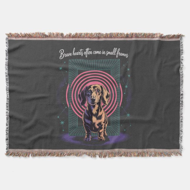 Dachshund Modiga Hjärtan Kommer Ofta I Små Ramar Filt (Framsidan)
