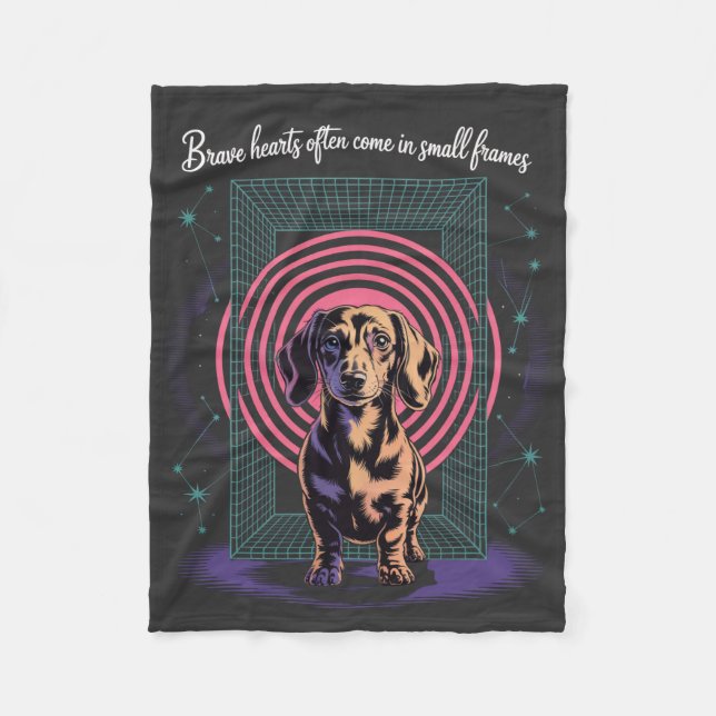 Dachshund Modiga Hjärtan Kommer Ofta I Små Ramar Fleecefilt (Framsidan)
