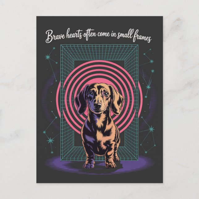 Dachshund Modiga Hjärtan Kommer Ofta I Små Ramar Helg Vykort (Framsida)