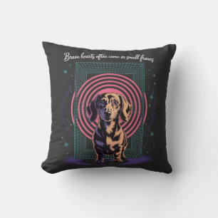 Dachshund Modiga Hjärtan Kommer Ofta I Små Ramar Kudde