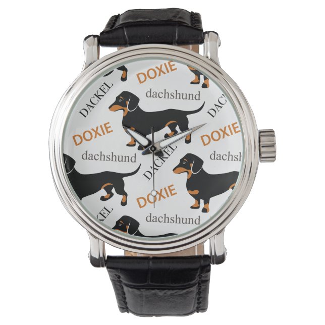 Dachshund Mönster Armbandsur (Framsida)