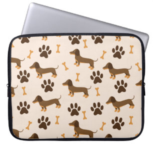 Dachshund Mönster: Vintage Print Design Laptop Fodral