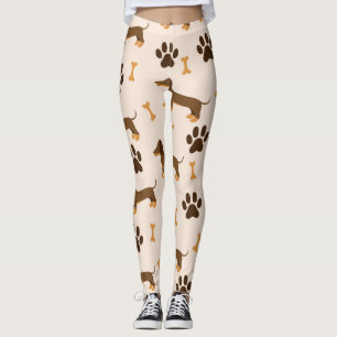 Dachshund Mönster: Vintage Print Design Leggings