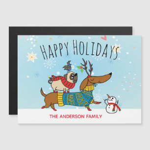 Dachshund, Mops och Fågel Magnetkort