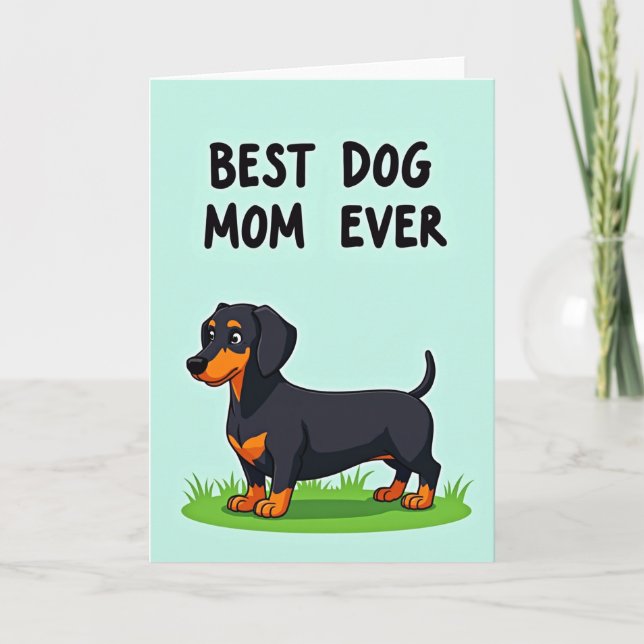 Dachshund Mors Dag Illustration Kort (Framsida)