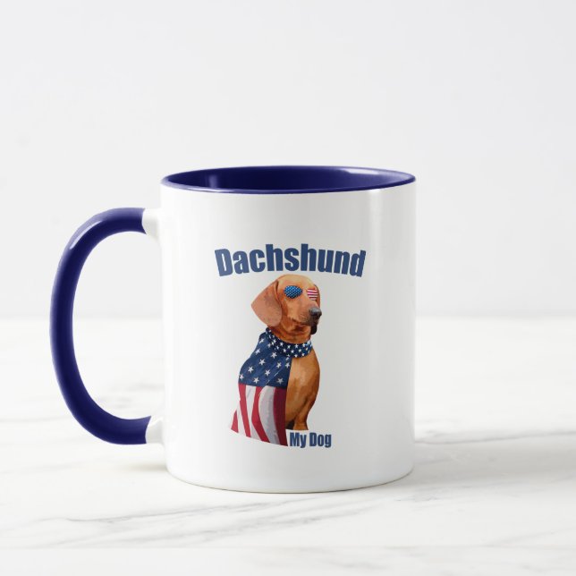 Dachshund Mugg - Funny Patriotic Hund älskare (Vänster)