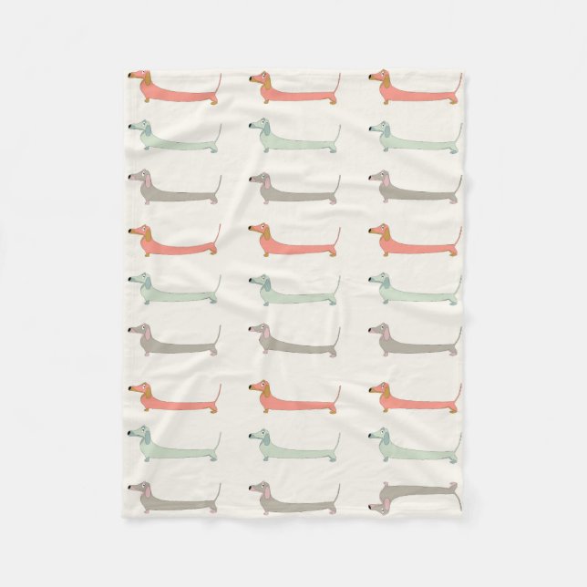 Dachshund Mysigt Throw Fleecefilt (Framsidan)