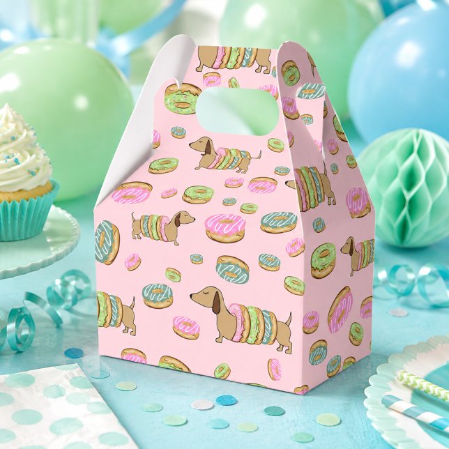 Dachshund och Donuts presentlåda för fester (Dachshunds and donuts gift box or wiener dog and donuts party favor)