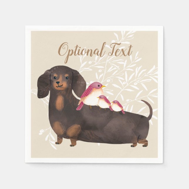 Dachshund- och fågelfamiljen pappersservett (Framsidan)