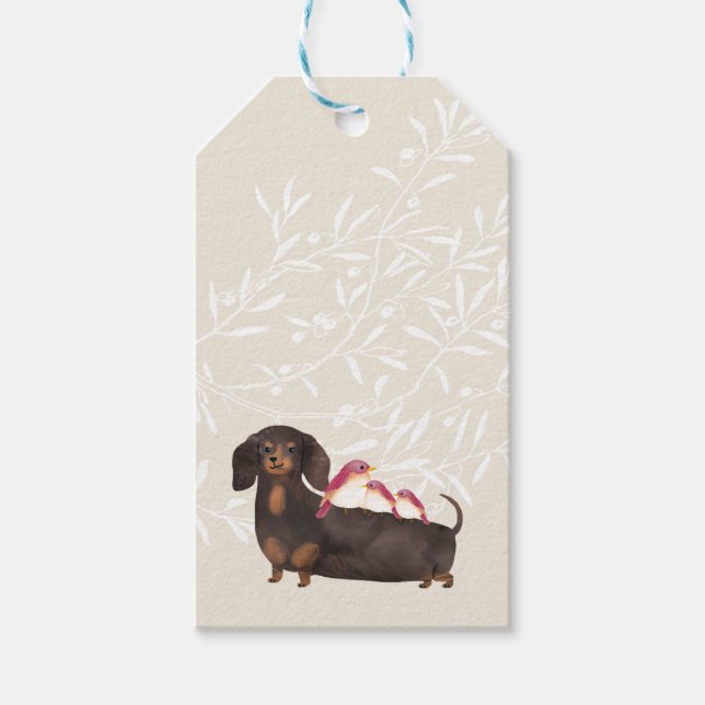 Dachshund- och fågelfamiljen presentetikett (Framsidan)