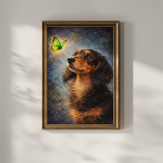 Dachshund och fjäril poster (Skapare uppladdad)