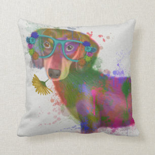 Dachshund och Glass Rainbow Stänk Kudde