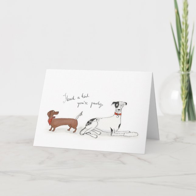 Dachshund och greyhound får bra kort (Framsida)