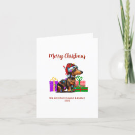 Dachshund och julgranen Ljus Helgkort