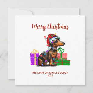 Dachshund och julgranen Ljus Julkort