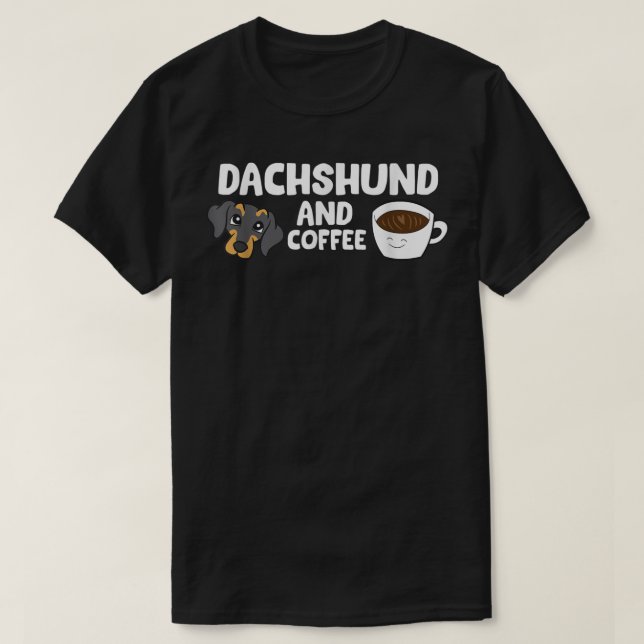 Dachshund och kaffe T-Shirt (Design framsida)