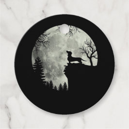 Dachshund och Måne Halloween Gåvor Etiketter