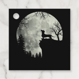 Dachshund och Måne Halloween Gåvor Etiketter