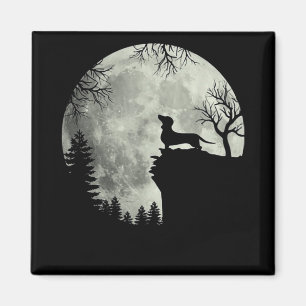 Dachshund och Måne Halloween Magnet