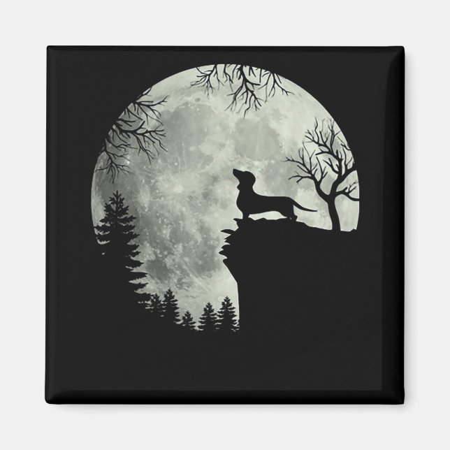 Dachshund och Måne Halloween Magnet (Framsidan)