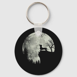 Dachshund och Måne Halloween Nyckelring