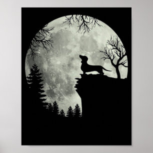 Dachshund och Måne Halloween Poster