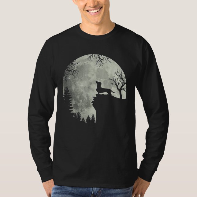 Dachshund och Måne Halloween T Shirt (Framsida)