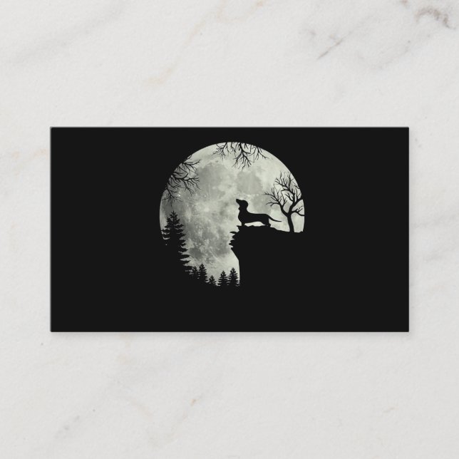 Dachshund och Måne Halloween Visitkort (Framsida)
