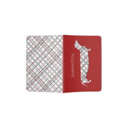 Dachshund och Plaid in Red Passfodral