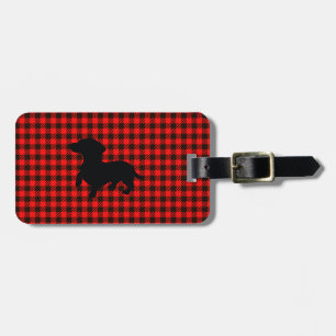 Dachshund och resväskemärke med läderrem bagagebricka