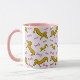 Dachshund och Rosa Bows Mugg