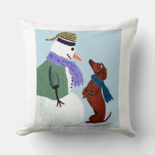 Dachshund och snömannen kudde